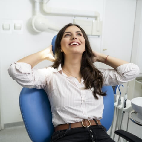 Woman relaxing during dental visit