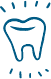Animated tooth surrounded by shine lines icon