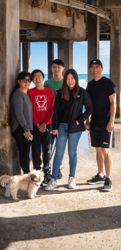 Doctor Cha and his family at the beach