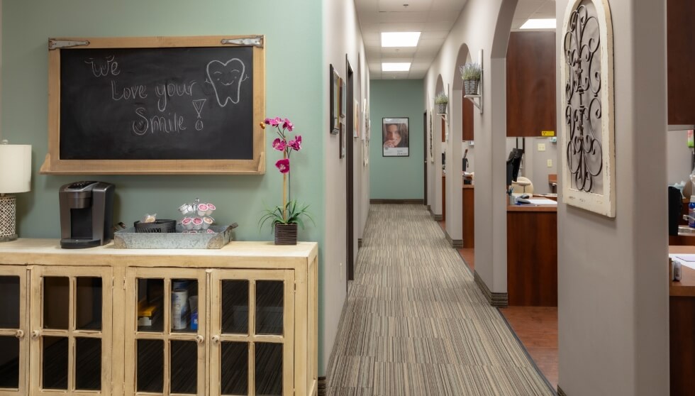 Hallway leading to dental treatment rooms