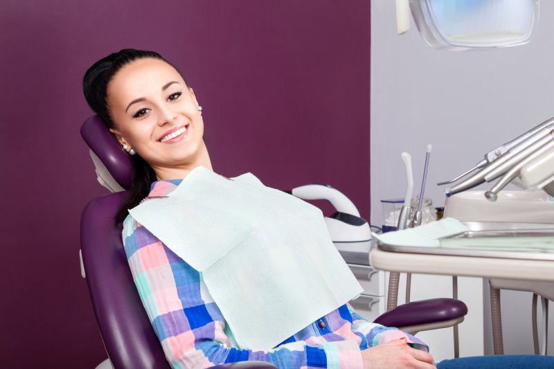 Woman smiling at the dentist