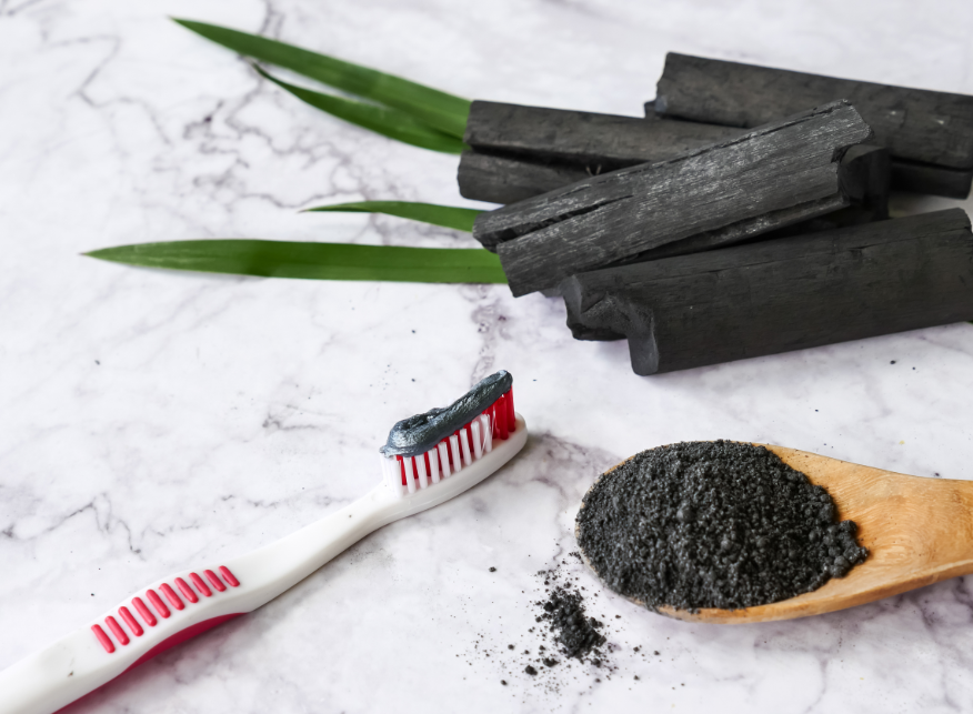 Charcoal and toothbrush